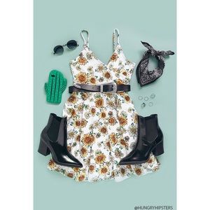 Sunflower Print Cami Dress